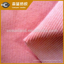 Tissu tricoté coton spandex français 2 * 2 côtes pour les vêtements